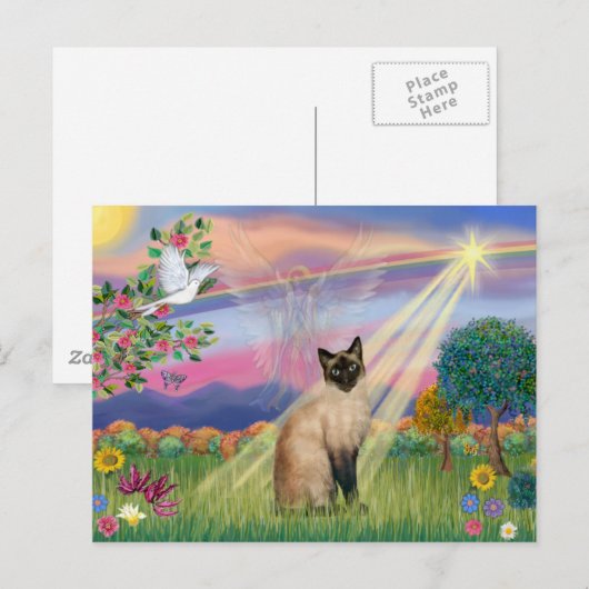 Siamese Cat - Cloud Angel Briefkaart (Voorkant / Achterkant)