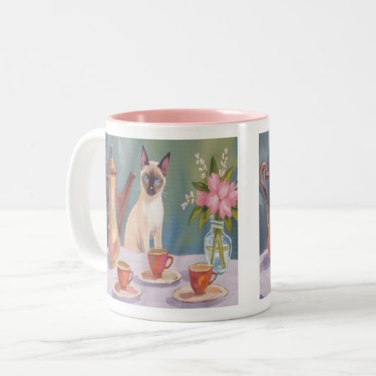 Siamese Cat Coffee or Tea Time Mug Tweekleurige Koffiemok (Voorkant links)