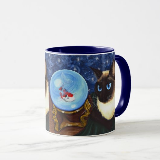 Siamese Cat Crystal Ball Koi Fortune Fantasy Mok (Voorkant rechts)