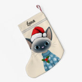Siamese Cat Custom Pet Kleine Kerstsok (Achterkant (Hangend))