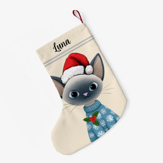 Siamese Cat Custom Pet Kleine Kerstsok (Achterkant (Hangend))