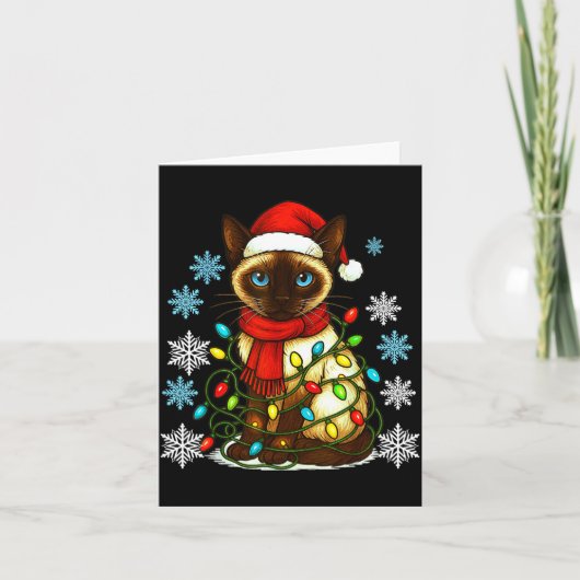 Siamese Cat Cute Cat Lover Cat Xmas Holiday Santa  Kaart (Voorkant)