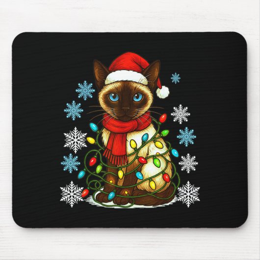 Siamese Cat Cute Cat Lover Cat Xmas Holiday Santa Muismat (Voorkant)