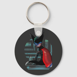 Siamese Cat Cyberpunk Ninja Sleutelhanger