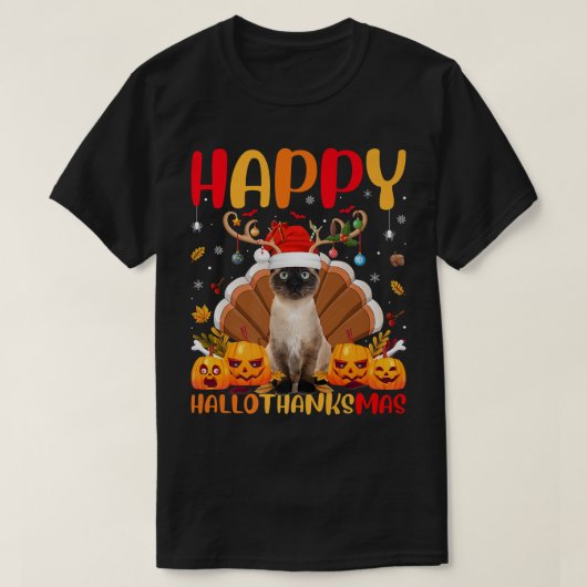 Siamese Cat Dierenvriend Happy Siamese Cat HelloTh T-shirt (Design voorkant)