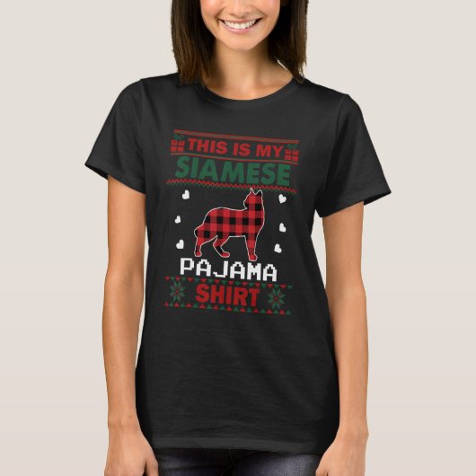 Siamese Cat Dit is mijn Siamese Pajama Ugly Christ T-shirt (Voorkant)