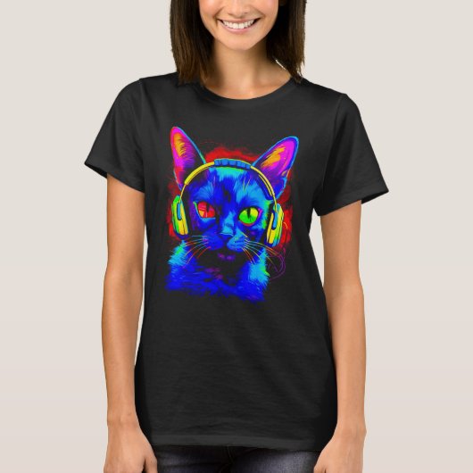Siamese Cat DJ Music T-shirt (Voorkant)