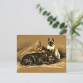  Siamese Cat en French Bulldog Briefkaart (Staand voorkant)