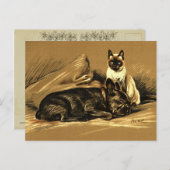  Siamese Cat en French Bulldog Briefkaart (Voorkant / Achterkant)