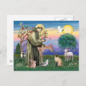 Siamese Cat en St Francis Briefkaart (Voorkant / Achterkant)