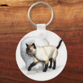Siamese Cat en Vase Portrait Sleutelhanger (Voorkant)
