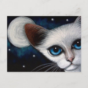 SIAMESE CAT EN VOLLEDIG MOON-Briefkaart Briefkaart