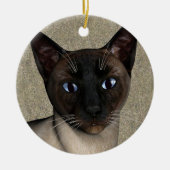 Siamese Cat Face Keramisch Ornament (Voorkant)