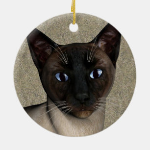 Siamese Cat Face Keramisch Ornament