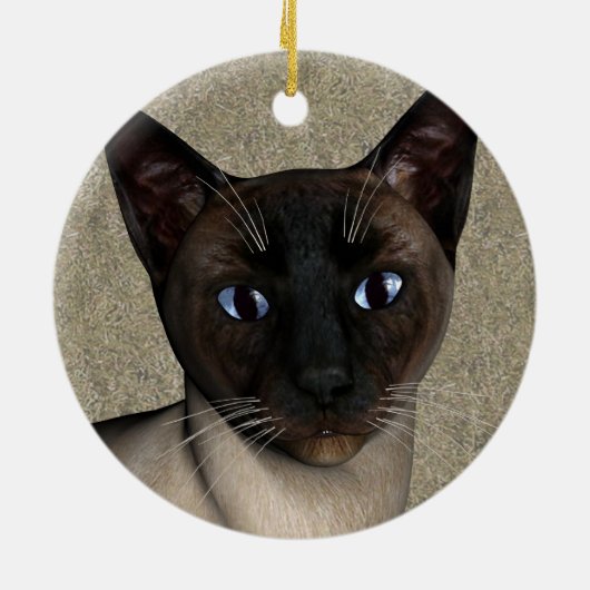 Siamese Cat Face Keramisch Ornament (Achterkant)
