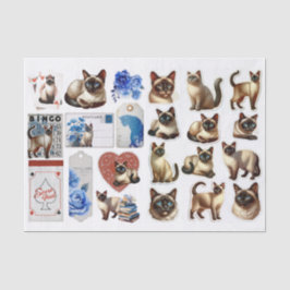 Siamese Cat Fussy Cuts with Coordinating Ephemera Tissuepapier