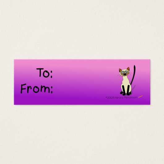 Siamese Cat Gift Label (roze en Paarse) Mini Visitekaartjes (Voorkant)