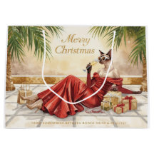 Siamese Cat Glam Christmas  Sipping Champagne 