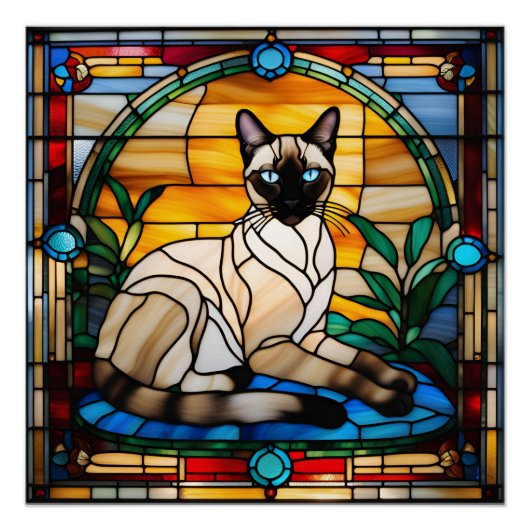 Siamese Cat Glas in lood Perfect Poster (Voorkant)