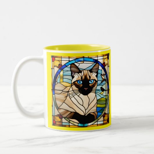 Siamese Cat Glas in lood Tweekleurige Koffiemok (Links)