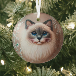 Siamese Cat Glass Ornament