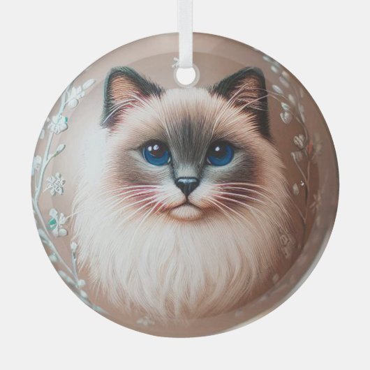 Siamese Cat Glass Ornament (Voorkant)