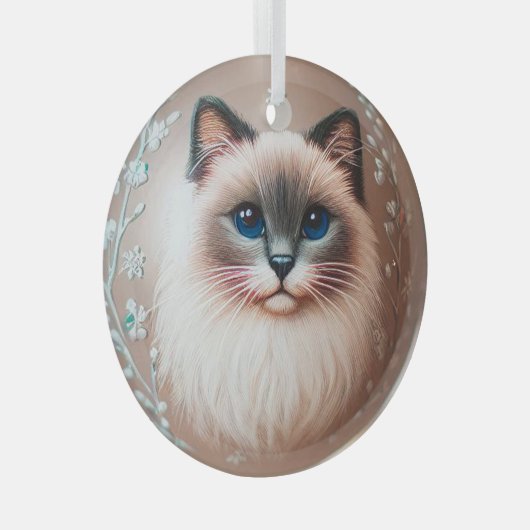Siamese Cat Glass Ornament (Voorkant Rechts)