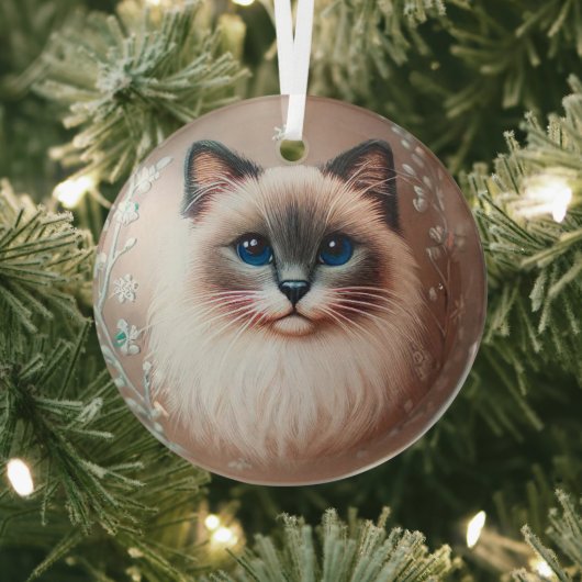 Siamese Cat Glass Ornament (Insitu)