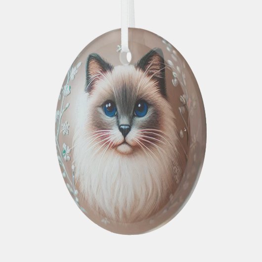 Siamese Cat Glass Ornament (Voorkant links)