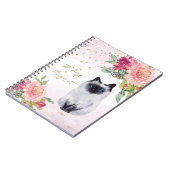 Siamese Cat Illustration Flowers Girl Daily Diary Notitieboek (Linkerzijde)