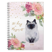Siamese Cat Illustration Flowers Girl Daily Diary Notitieboek (Voorkant)