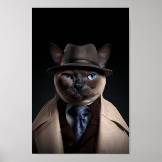 Siamese Cat in a Suit | My Mobster Cat | Funny Cat Poster