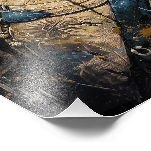 Siamese Cat in Armor Foto Afdruk (Hoek)