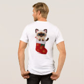 Siamese Cat in Christmas Stocking with Lights Tri-Blend Shirt (Achterkant volledig)