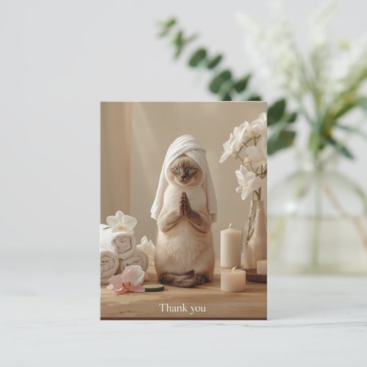 Siamese Cat in Spa Thank you  Briefkaart (Staand voorkant)