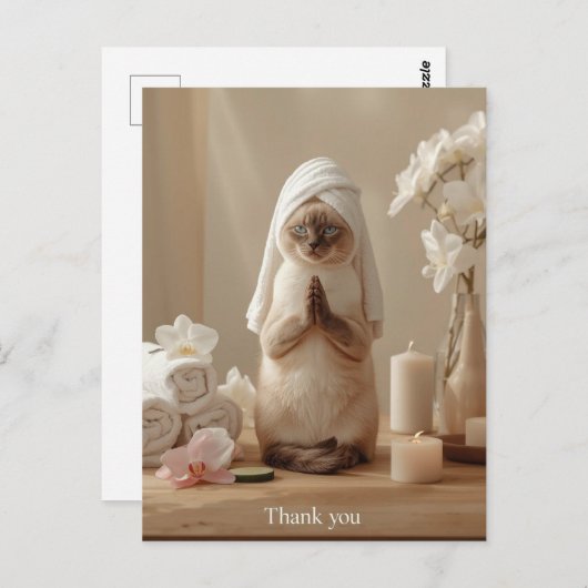 Siamese Cat in Spa Thank you  Briefkaart (Voorkant / Achterkant)