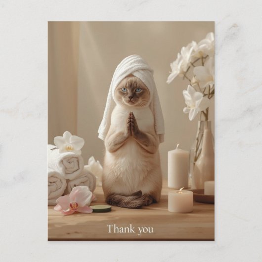 Siamese Cat in Spa Thank you  Briefkaart (Voorkant)