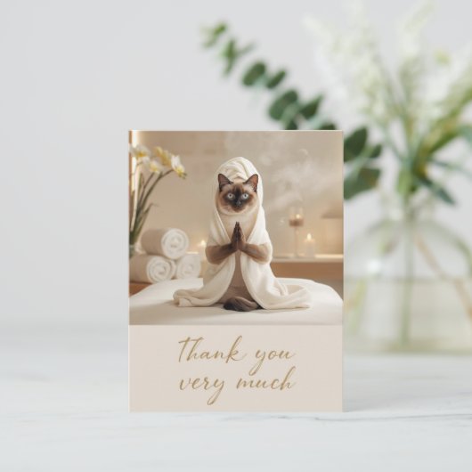 Siamese Cat in Spa Thank you  Briefkaart (Staand voorkant)