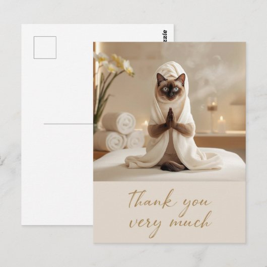 Siamese Cat in Spa Thank you  Briefkaart (Voorkant / Achterkant)