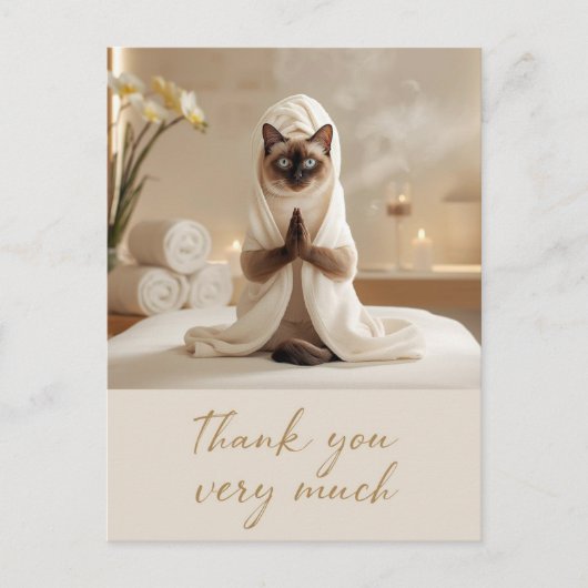 Siamese Cat in Spa Thank you  Briefkaart (Voorkant)