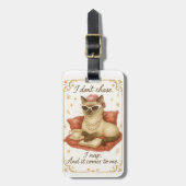 Siamese Cat is drinking coffee affirmation Bagagelabel (Voorkant verticaal)