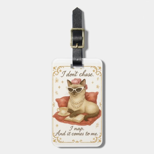 Siamese Cat is drinking coffee affirmation  Bagagelabel (Voorkant verticaal)