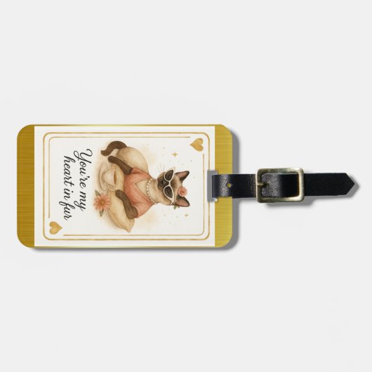 Siamese Cat is drinking coffee Bagagelabel (Voorkant horizontaal)