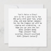 Siamese Cat is drinking wine Barbecue party  Kaart (Achterkant)