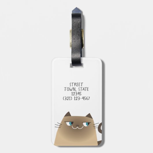 Siamese Cat Kawaii Bagagelabel (Achterkant verticaal)