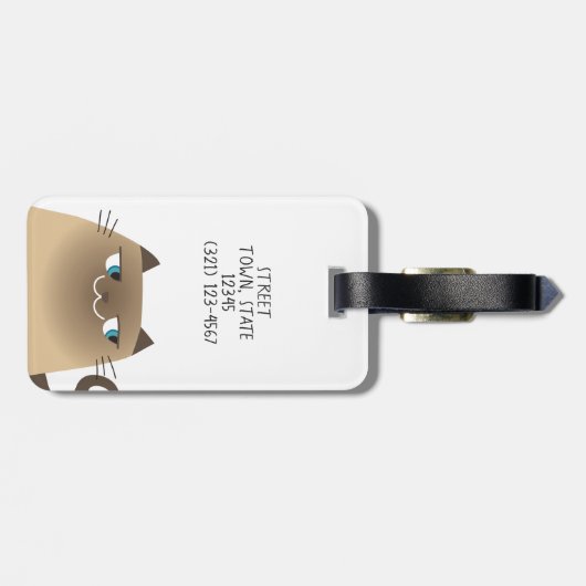 Siamese Cat Kawaii Bagagelabel (Achterkant horizontaal)