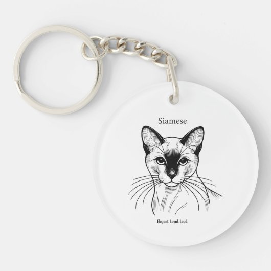 Siamese Cat Keychain – Elegant. Loyal. Loud. (Voorkant)