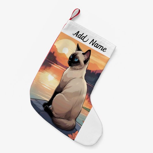 Siamese Cat Kleine Kerstsok (Voorkant (Hangend))