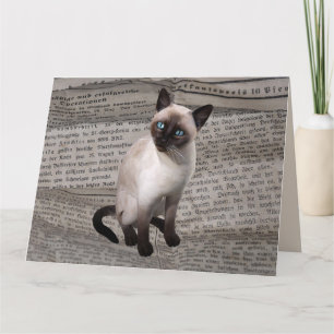 SIAMESE CAT LOVE BIRTHDAY NEWSPAPER ART Kaart