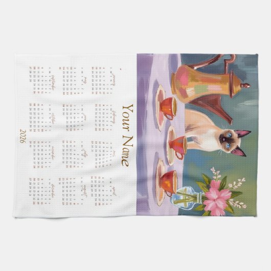 Siamese Cat Lovers 2026 Tea Towel Calendar  Theedoek (Horizontaal)